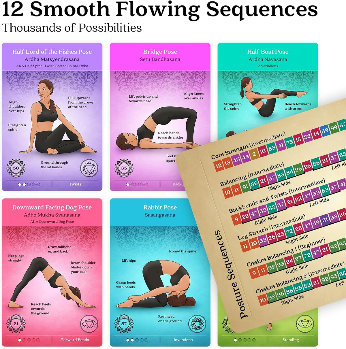 Asana Moon Premium Yoga Cards – Deck with Over 120 Yoga Poses – Yoga Sequencing Deck with Yoga Cues and Sanskrit Names for Beginners and Teachers – Unique Yoga Gift for Women or Any Yoga Lover