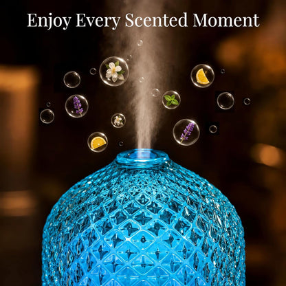 Essential Oil Diffuser for Home, Glass 120 ml | 7 Color Lights, Quiet Aromatherapy Diffuser, Auto Shut-Off & Timer for Bedroom Office, Gifts for Women - Dimond Glass