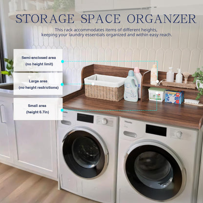 DTK Washer Dryer Wood Countertop with Shelf, Laundry Topper with Non-Slip Mat,27.55" Depth x 54" Width Dryer Covers for The Top with Edge Rails, Black