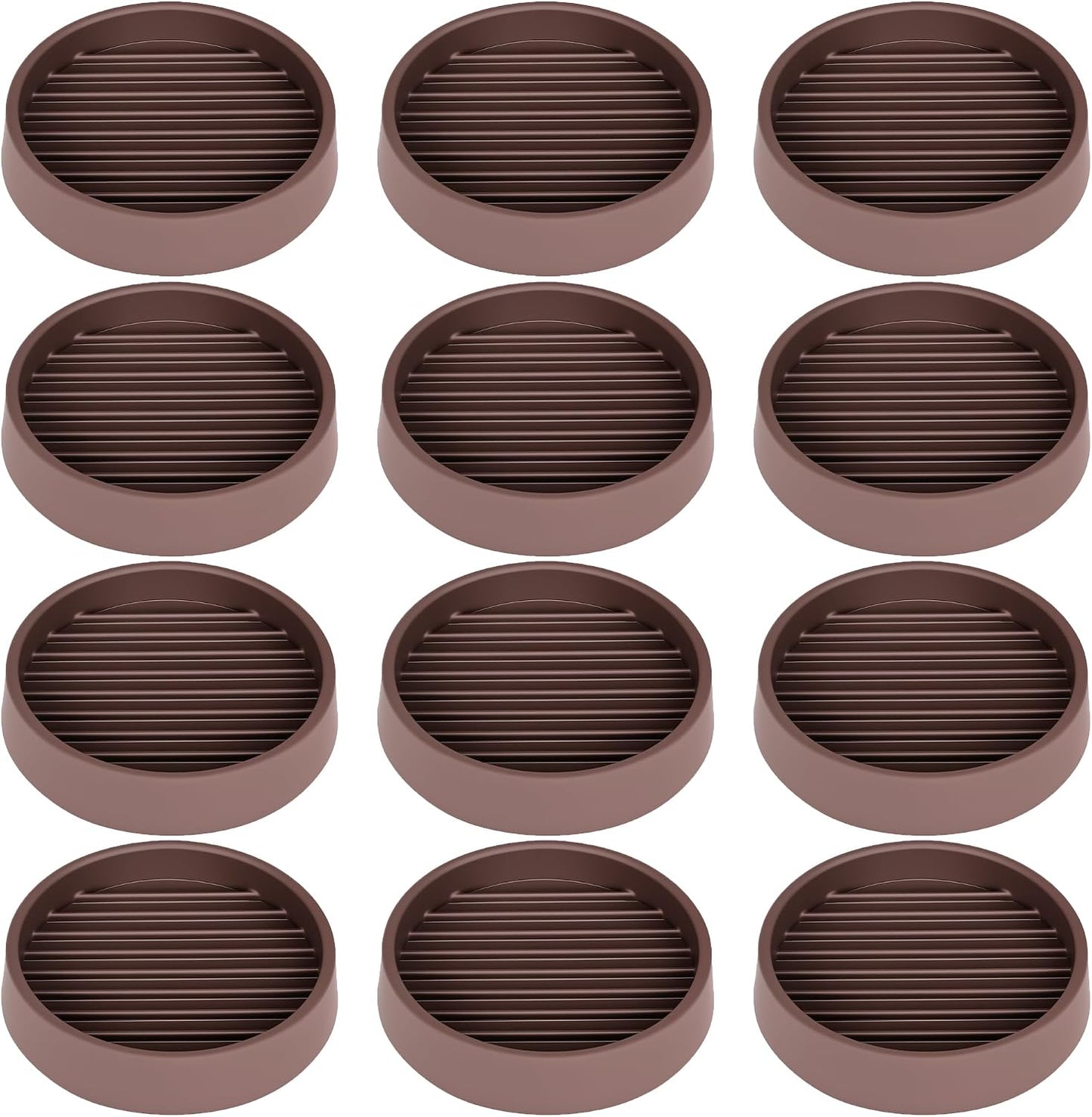 2X2 Round Rubber Caster Cups, Non Slip Furniture Pads - 4 Pack | Anti-Slip Gripper, Anti Skid Furniture Feet, Anti Slide Floor Protector for Bed Couch Table Chair Stoppers, Black