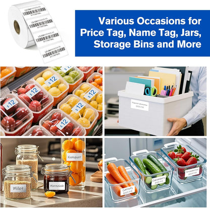 L LIKED 2" x 1" Thermal Labels, Blank Removable Labels with No Residue, Water and Oil Resistant, Use for Both Home and Office (1 Roll, 1300 Labels)