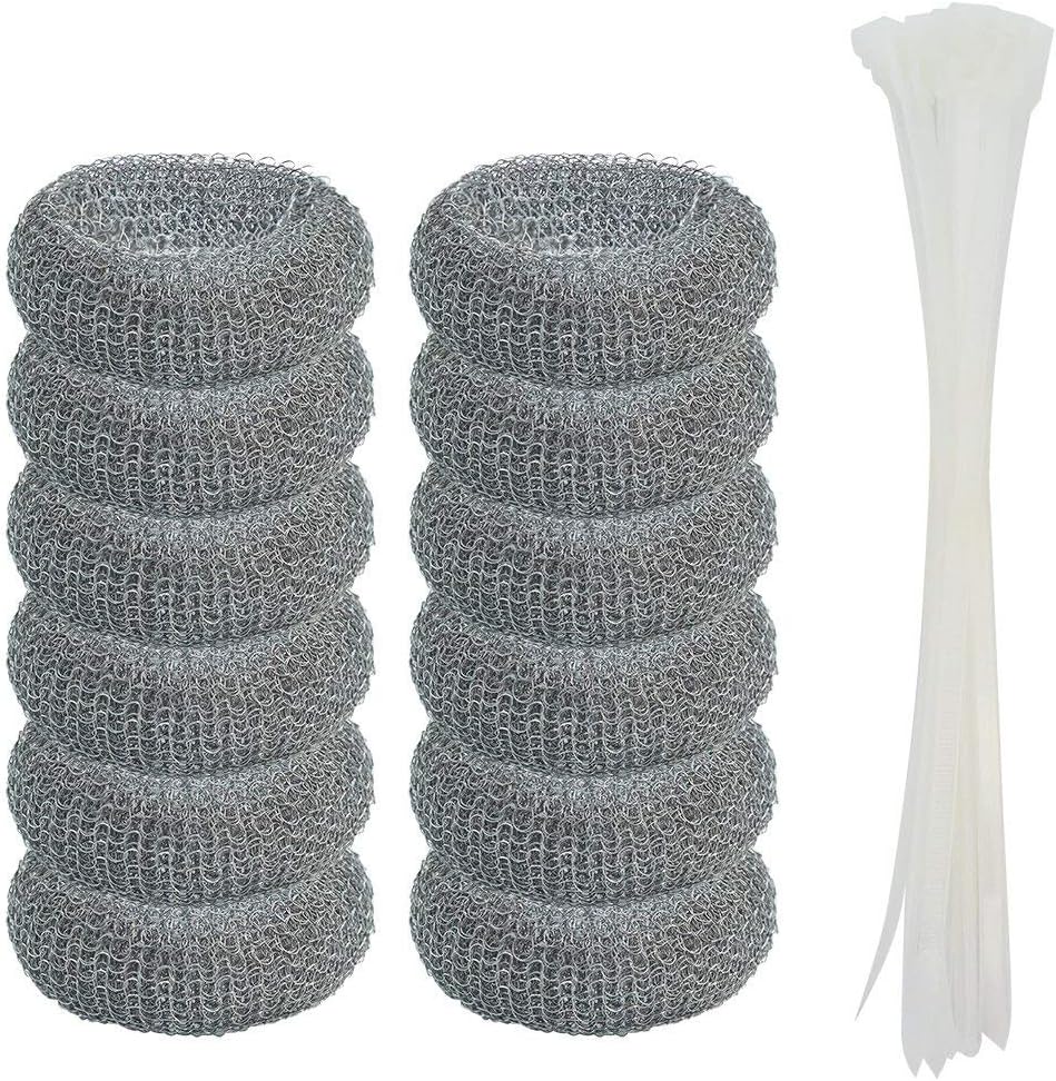 Wobe 12Pack Washing Machine Lint Traps with Nylon Ties, Stainless Steel | Mesh Lint Filter Lint Snare Traps for Laundry Washer Hose, Rustproof Snare Net, Includes 12 Nylon Ties, Easy to Install