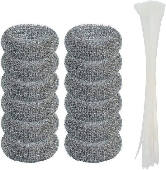 Wobe 12Pack Washing Machine Lint Traps with Nylon Ties, Stainless Steel | Mesh Lint Filter Lint Snare Traps for Laundry Washer Hose, Rustproof Snare Net, Includes 12 Nylon Ties, Easy to Install