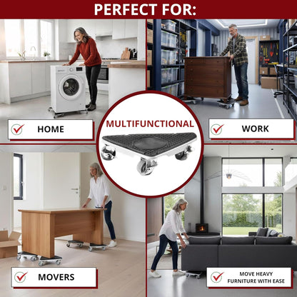 Furniture Moving Dolly Set – Heavy Duty 2300 lb Capacity, 5-Wheel System with Lifter Tool, 360° Swivel Casters, Floor-Safe Design, Includes Gloves & Bag – Move Heavy Items Easily