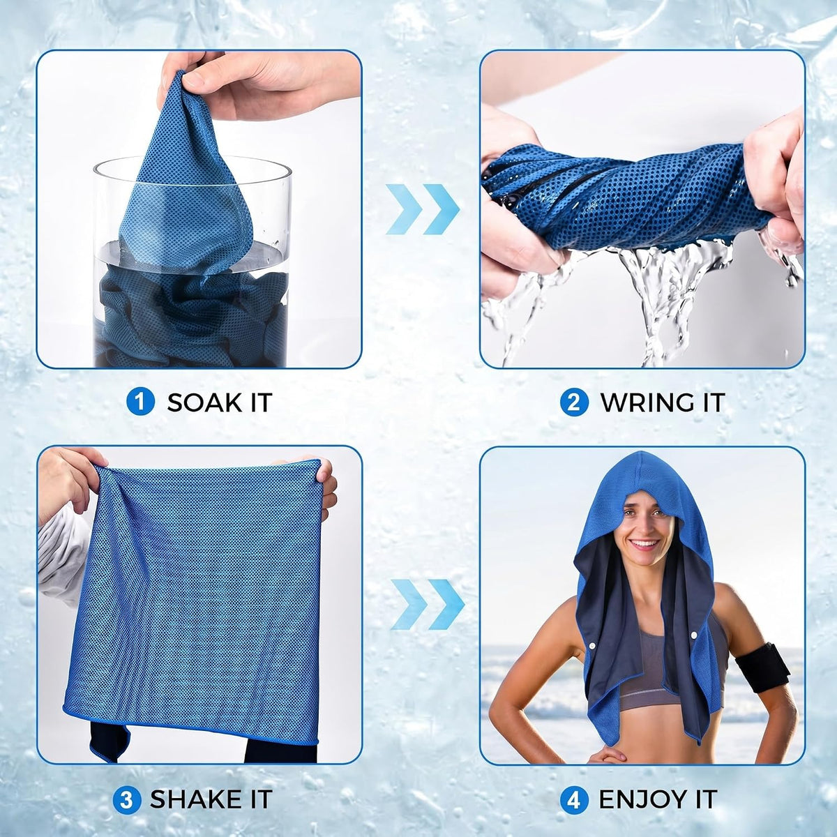Cooling Hoodie Towel 3 Pack, Quick Drying Cooling Neck Wraps