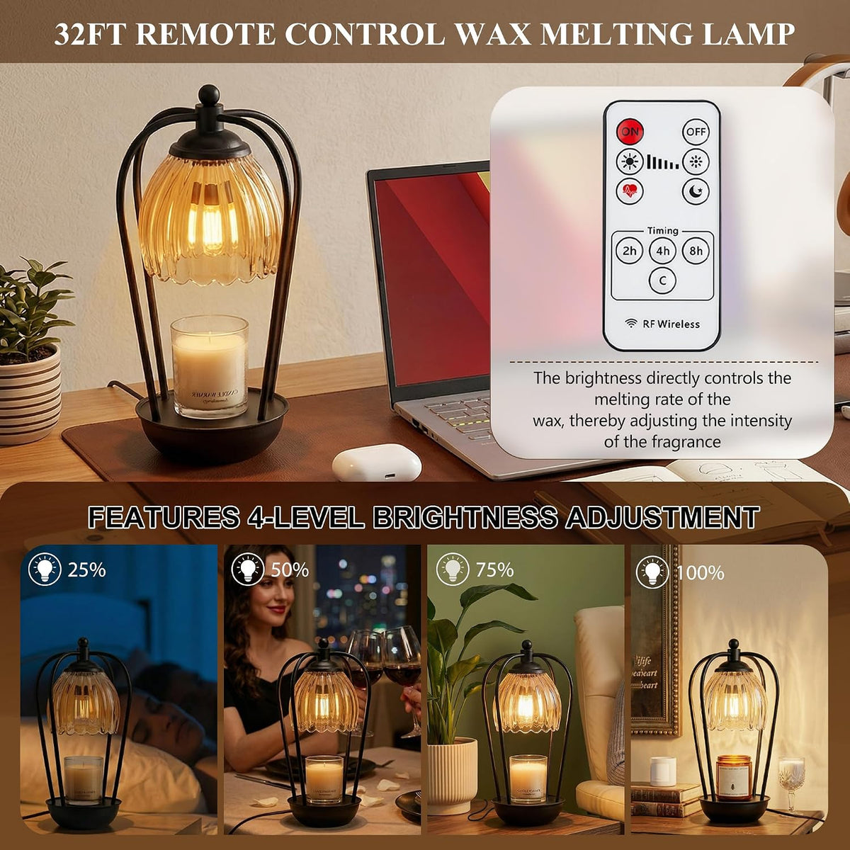 Candle Warmer Lamp with Timer and Wireless Remote Control