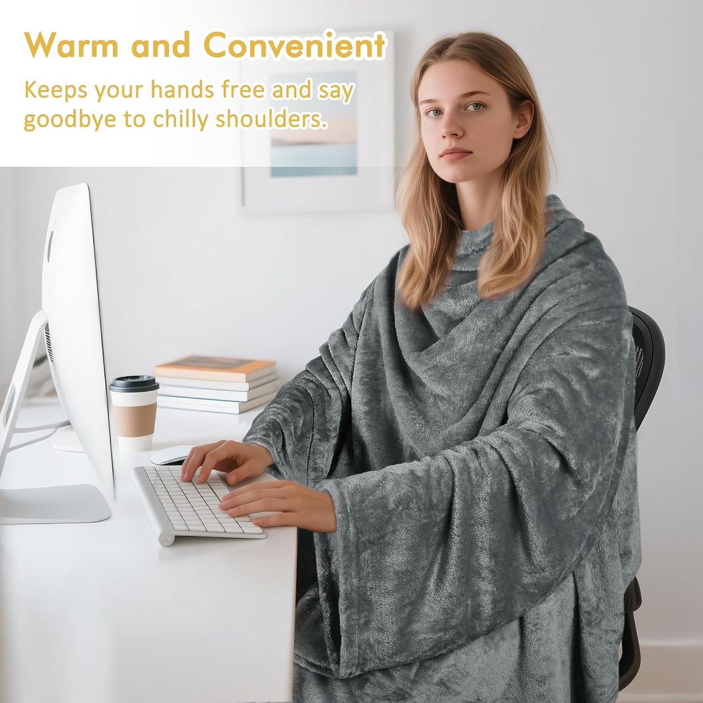 Catalonia Wearable Blanket with Sleeves & Foot Pocket for Adults | Soft Fleece Throw Wrap with Hands-Free Comfort, Perfect for Reading, TV Time & Relaxing, Christmas Gift for Women & Men