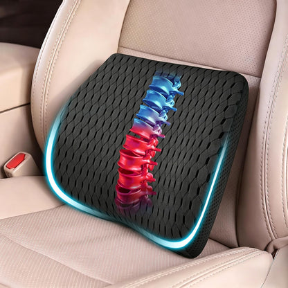 Lumbar Support Pillow for Car & Office Chair - High-Density Memory Foam Back Cushion for Sciatica & Lower Back Pain Relief - Non-Slip Support for Long Commutes & Desk Workers (Black)