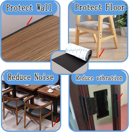Cuttable Felt Furniture Pads with Sticky Backing,40x4 inch Self Adhesive Felt Sheets,Heavy Duty Felts Strip Roll Felts Tape Protect Hardwood Floors No Scratches No Noise