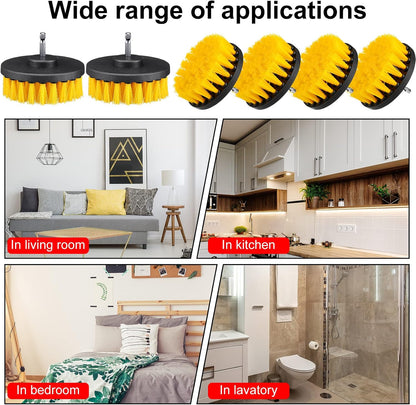6 Pcs Drill Brush Attachment Power Scrubber Cleaning Kit Multi Purpose Set Brushes for Bathroom Surfaces Tub Grout Shower Kitchen Tile Auto Car Boat