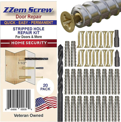 12-Pack #9 x 1-1/2" Permanent Stripped Screw Hole Repair Kit | Repairs hinges, strike plates, deadbolts, gates and latches. Ideal for home repairs
