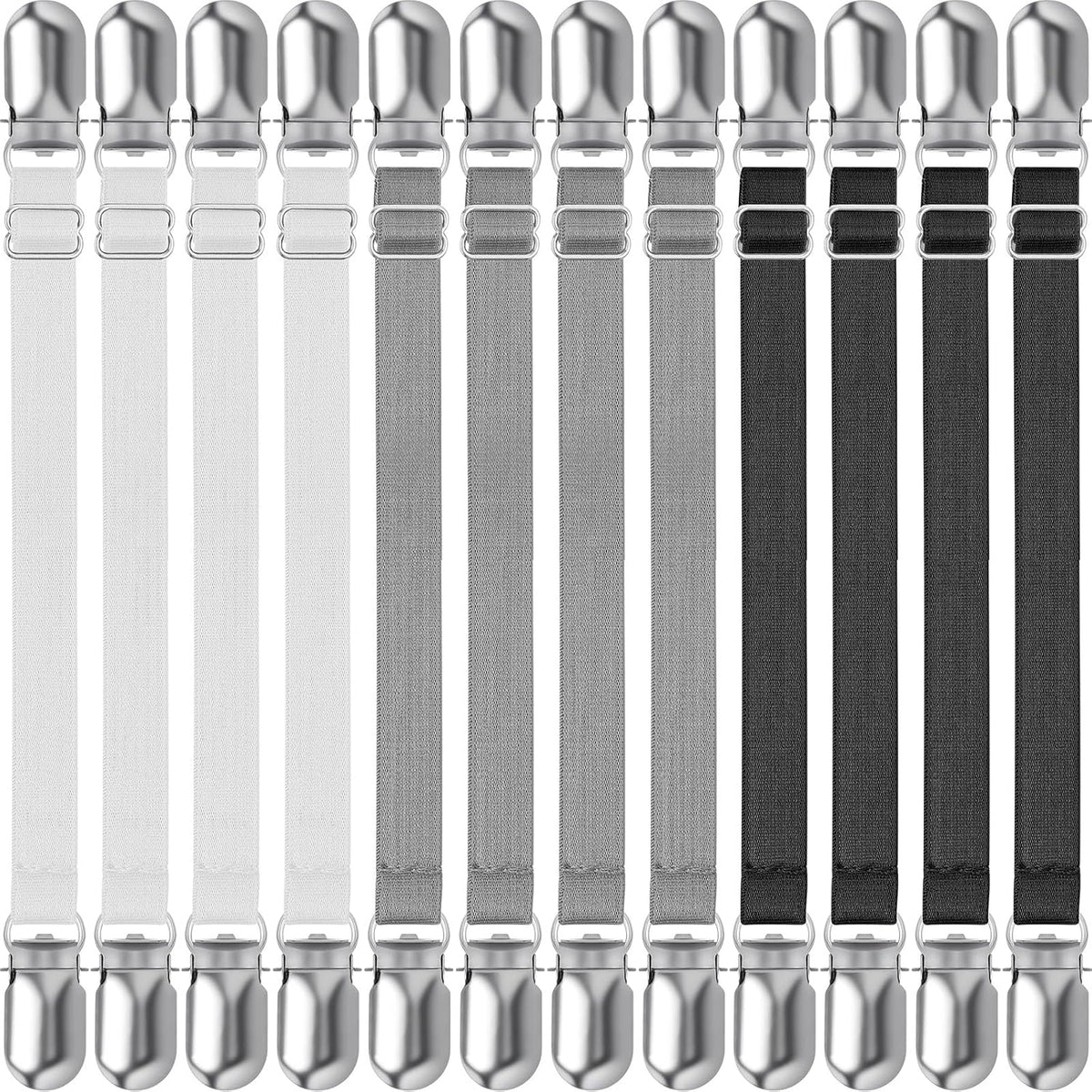 Boao 12 Pcs Bedsheet Strap Elastic Clip, White, 4-8 Inch Length