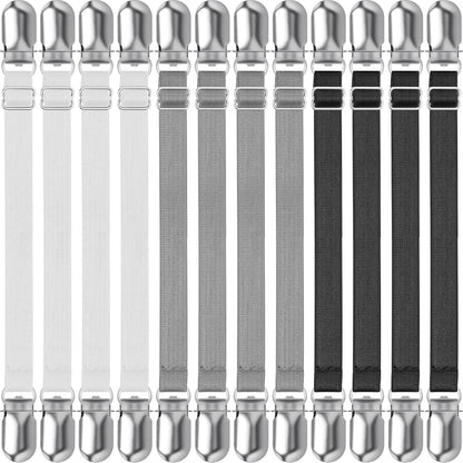 Boao 12 Pcs Bedsheet Strap Elastic Clip, White, 4-8 Inch Length
