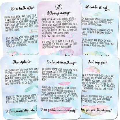 Sleep Tight Cards – 45 Meditation and Mindfulness Cards - Calm Down and Relax & Relief Stress and Anxiety - Self Care, Therapy & Counseling Tool