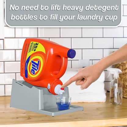 TidyFriend No-Spill Liquid Laundry Detergent Dispenser Holder, Laundry Soap Dispenser Holder with Drip Tray for Laundry Room Organization, Angled Downward Slope for Easy Pouring (No Strap, Ivory)