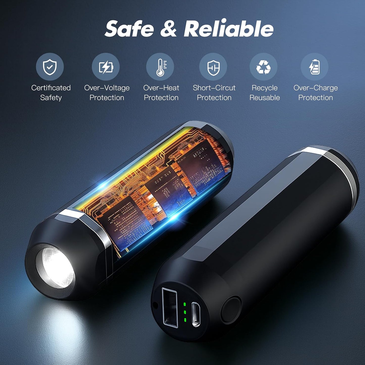 3 in 1 AI Hand Warmers Rechargeable 2 Pack, Magnetic Electric Hand Warmers,Flashlight Function, 10000mAh-3-Level Heat,Slim Pocket, Outdoors, Camping,Hunting, for Men and Women.