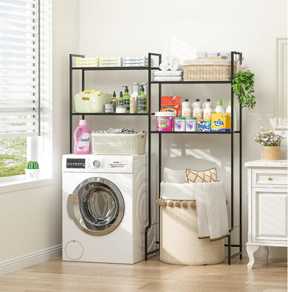 DAOUTIME Over the Washer and Dryer Storage Shelf, 4-Tier Laundry Room Organizer with Adjustable Shelves & Leveling Feet, Heavy Duty Space-Saving Wire Laundry Shelf - Fits Right Over Washing Machines