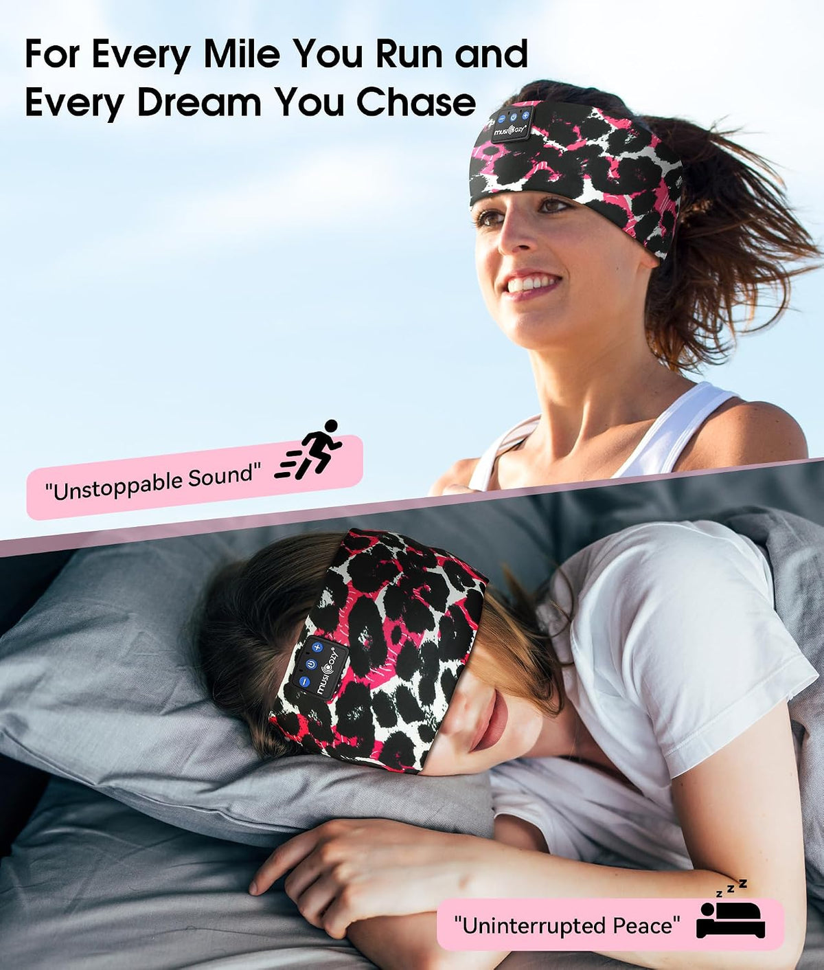 MUSICOZY Bluetooth 5.4 Sleep Headphones Headband Sports Wireless Audio