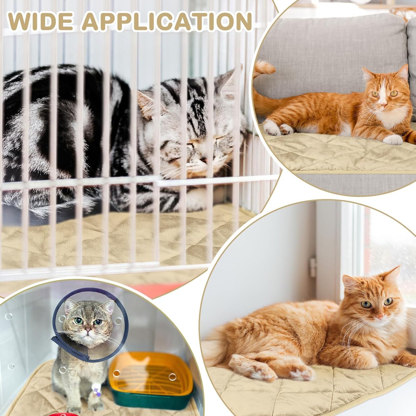 2 Pack Self Heating Cat Mat Self Warming Pet Pads Washable Kennel Mat Dog Crate Pad Reflects Body Heat Non Skid Cat Thermal Pads for Puppy Indoor Outdoor(Black,16 x 20 Inches)