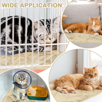 2 Pack Self Heating Cat Mat Self Warming Pet Pads Washable Kennel Mat Dog Crate Pad Reflects Body Heat Non Skid Cat Thermal Pads for Puppy Indoor Outdoor(Black,16 x 20 Inches)