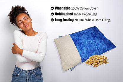 Microwavable Corn Filled Heating Pad and Cold Pack/Washable 100% Cotton Cover (Cross Hatch - Mint, 7.5in W x 11in L)