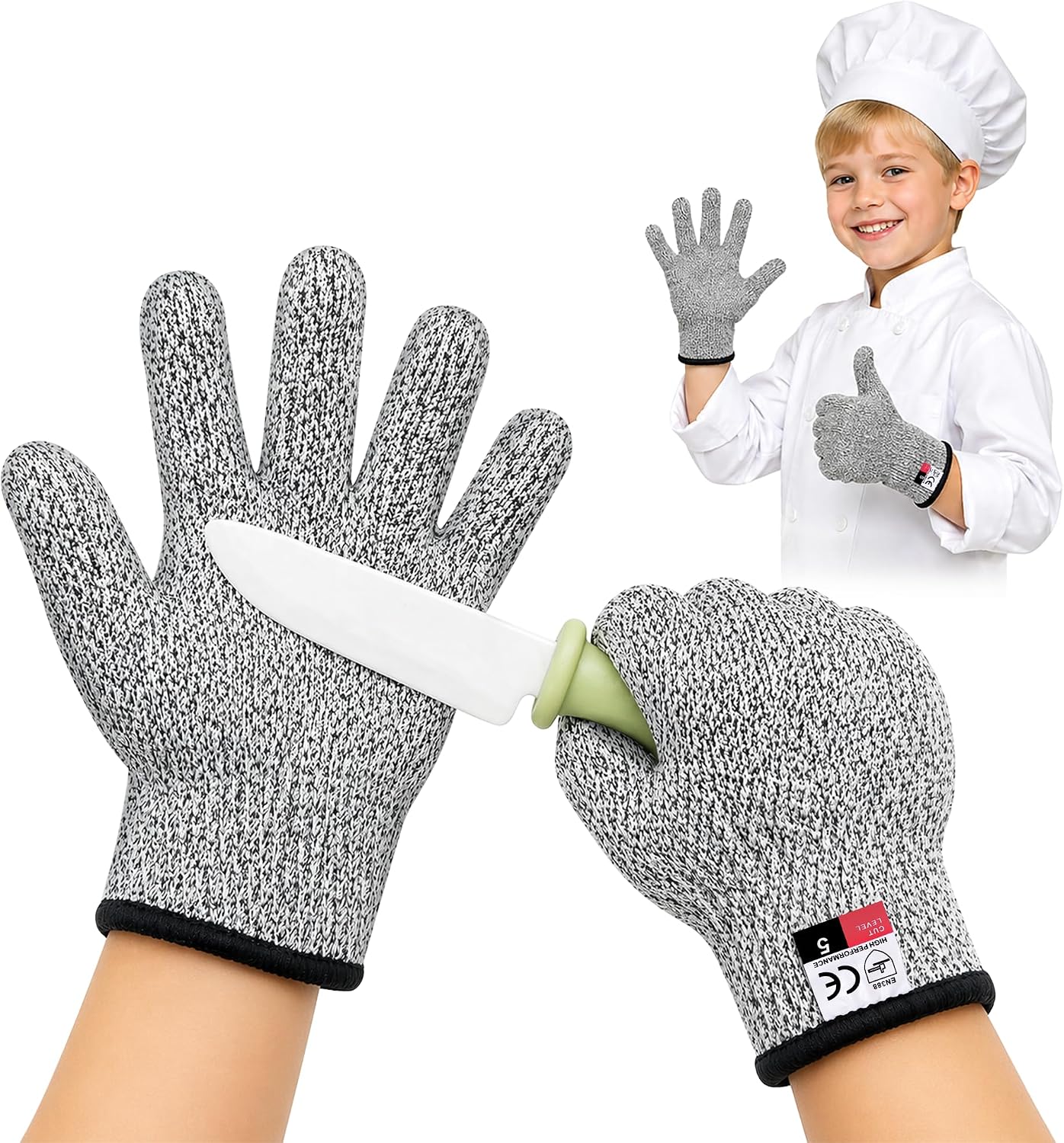 Level 5 Cut Resistant Gloves for Kitchen Food Grade, Machine Washable for Indoor&Outdoor Use
