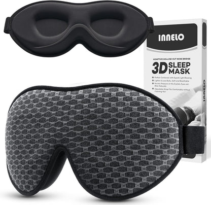 INNELO Sleep Mask for Side Sleeper, 3D Zero-Pressure, 100% Blackout, Nap