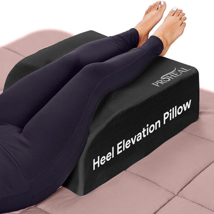 ProHeal Heel Elevation Pillow - Gel Infused Memory Foam Wedge Pillows - Relief for Heel Pain and Pressure Ulcer - Treatment for Knee, Back, and Leg Blood Circulation - 24” x 16” x 7” x 5.5”