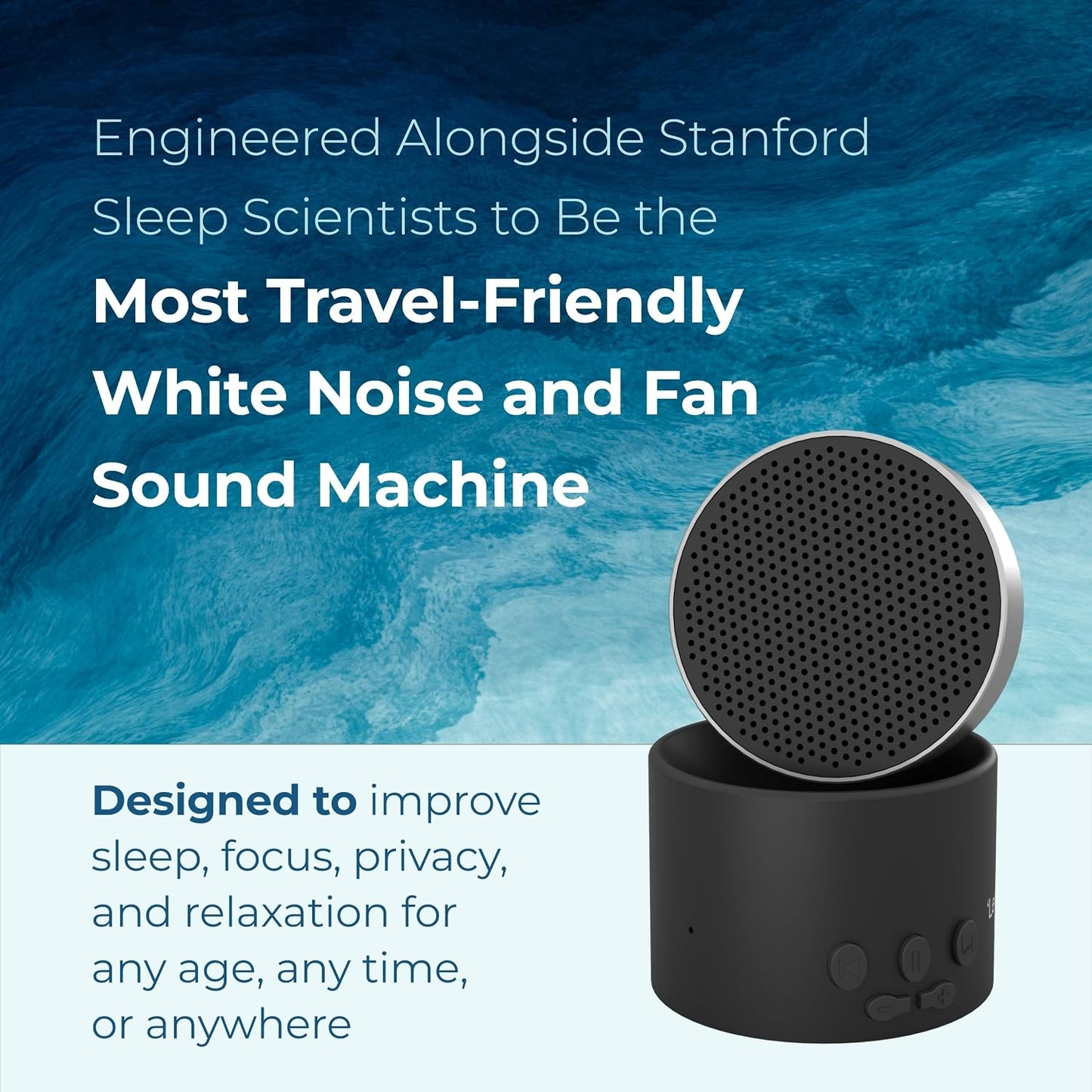 Adaptive Sound Technologies LectroFan Micro2+ - White Noise Machine for Relaxation Support - Multiple Non-Looping Sounds - Built-in Microphone - Sound-Masking - Lightweight Construction - Black