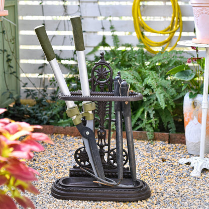 Sungmor Cast Iron Freestanding Umbrella Stand with Detachable Drip Tray | Rustic Umbrella Holder for Entryway,Front Door,Hallway,Outside Porch, Decorative Freestanding Umbrella Rack Organizer
