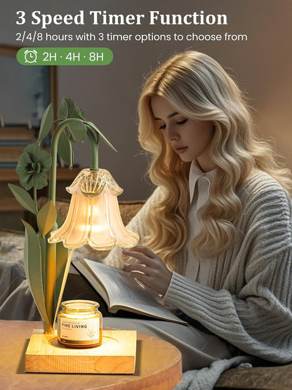 Candle Warmer Lamp with Timer Dimmer, Adjustable Height Flower Candle Lamp Warmer, House Warming Gifts New Home Decor, Mothers Day Birthday Gifts for Women Mom Sister, Wax Melt Warmer for Jar Candles