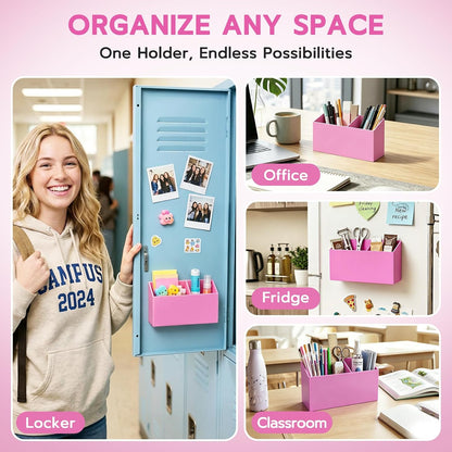 MR.MATE Magnetic Pen Holder,Clear Magnetic Marker Cup for Fridge Whiteboard | Dry Erase Marker Pencil Holder with Acrylic Cup and Strong Magnet, Non-slip Design For Refrigerator Locker Office & Classroom