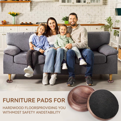 4 Pcs Solid Wood Upright Piano Caster Cups,Furniture Caster Cups,HilerPunk Sofas Beds Chairs Wheel Caster Cups Pads,with Non-Slip & Anti-Noise Felt Pads,for Hardwood Floor Protectors-Natural Wood