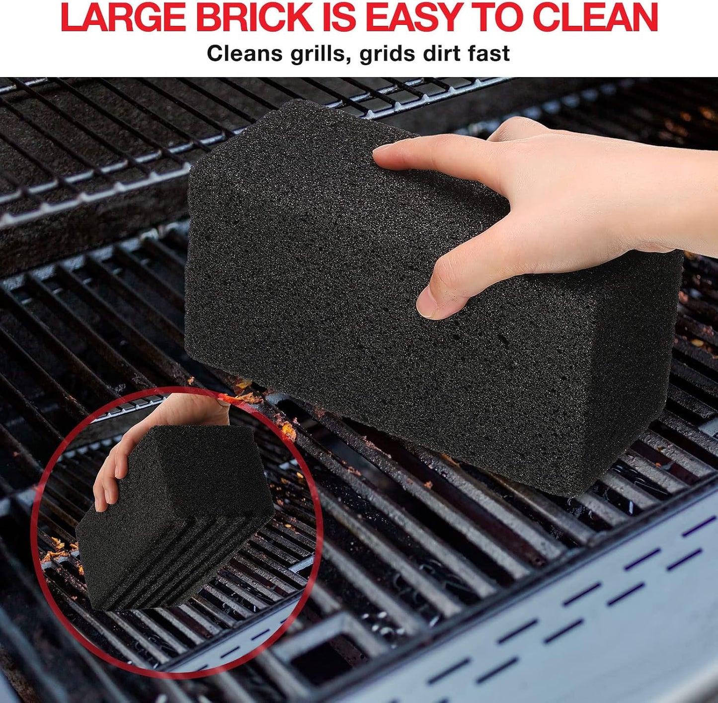 Irenare 10 Pieces Commercial Grill Cleaning Brick Pumice Stone Bulk,Black | Heavy Duty Reusable Blocks, For Restaurant Griddles Flat Tops, Cleans BBQ Grates Outdoor Grills, Removes Tough Grease