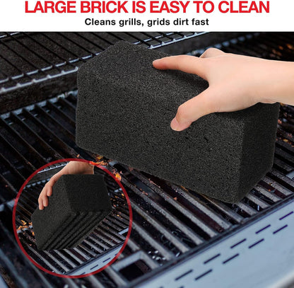 Irenare 10 Pieces Commercial Grill Cleaning Brick Pumice Stone Bulk,Black | Heavy Duty Reusable Blocks, For Restaurant Griddles Flat Tops, Cleans BBQ Grates Outdoor Grills, Removes Tough Grease