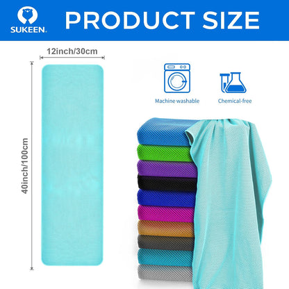 Sukeen Cooling Towels 6 Pack (40"x12"), Cooling Neck Wraps, Ice Towels, Microfiber Breathable Cooling Towel for Hot Weather, Sweat Towel for Gym, Sport, Running, Golf, Workout, Camping, Fitness