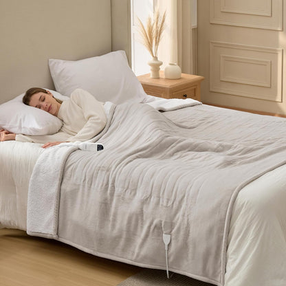 Bedsure Heated Blanket Throw Blanket with Preheat Function - Fast Heating Electric Blanket, Soft Flannel Throw with 6 Time Settings(Up to 10H), 6 Heating Settings, Gifts for Grandma (50"x60", Grey)