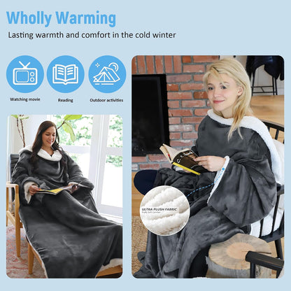 Catalonia Sherpa Wearable Blanket with Sleeves Arms