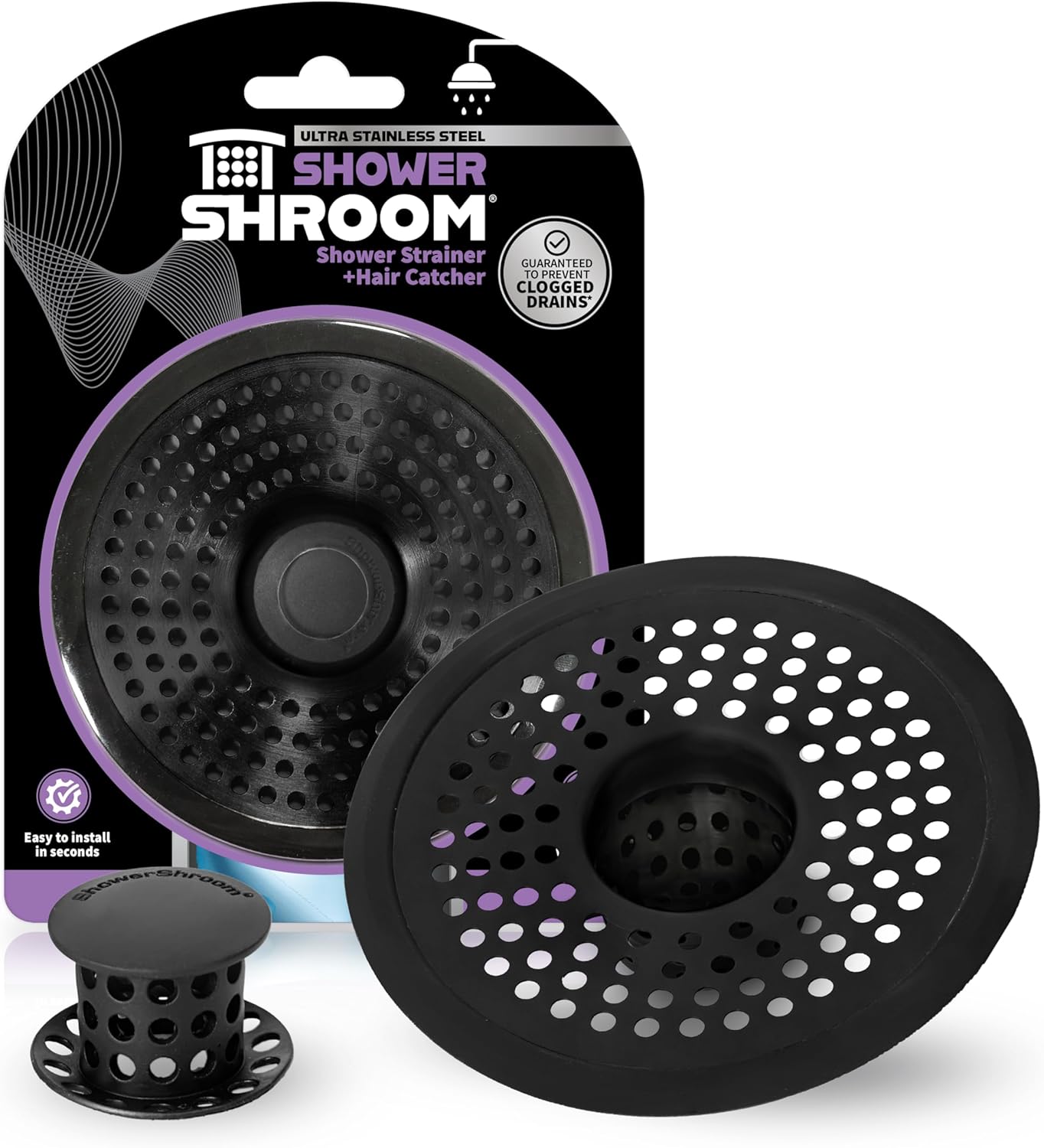 ShowerShroom SHSULT755 Ultra Revolutionary Shower Hair Catcher Drain Protector, No Size, Stainless