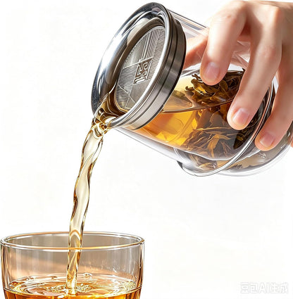 Double-Layer Insulation Glass Teapot with Infuser 12OZ | Tea Infuser Bottle for Loose Leaf Tea, Portable Tea Maker,Travel Tea Mug, Hot Tea Tumbler, Office & Home & camping