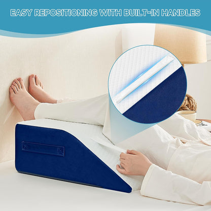 Yojoker Leg Elevation Pillows for Swelling, Memory Foam Wedge Pillow for Legs Blood Circulation, Leg Elevation Pillows for After Surgery, Knee Wedge Pillow for Sleeping Back Hip Ankles Relief