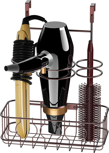 Simple Houseware Cabinet Door/Wall Mount Hair Dryer Tools Organizer, Chrome | for Hair Styling Tools Storage