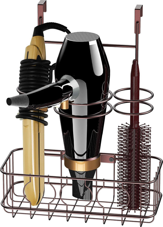 Simple Houseware Cabinet Door/Wall Mount Hair Dryer Tools Organizer, Chrome | for Hair Styling Tools Storage