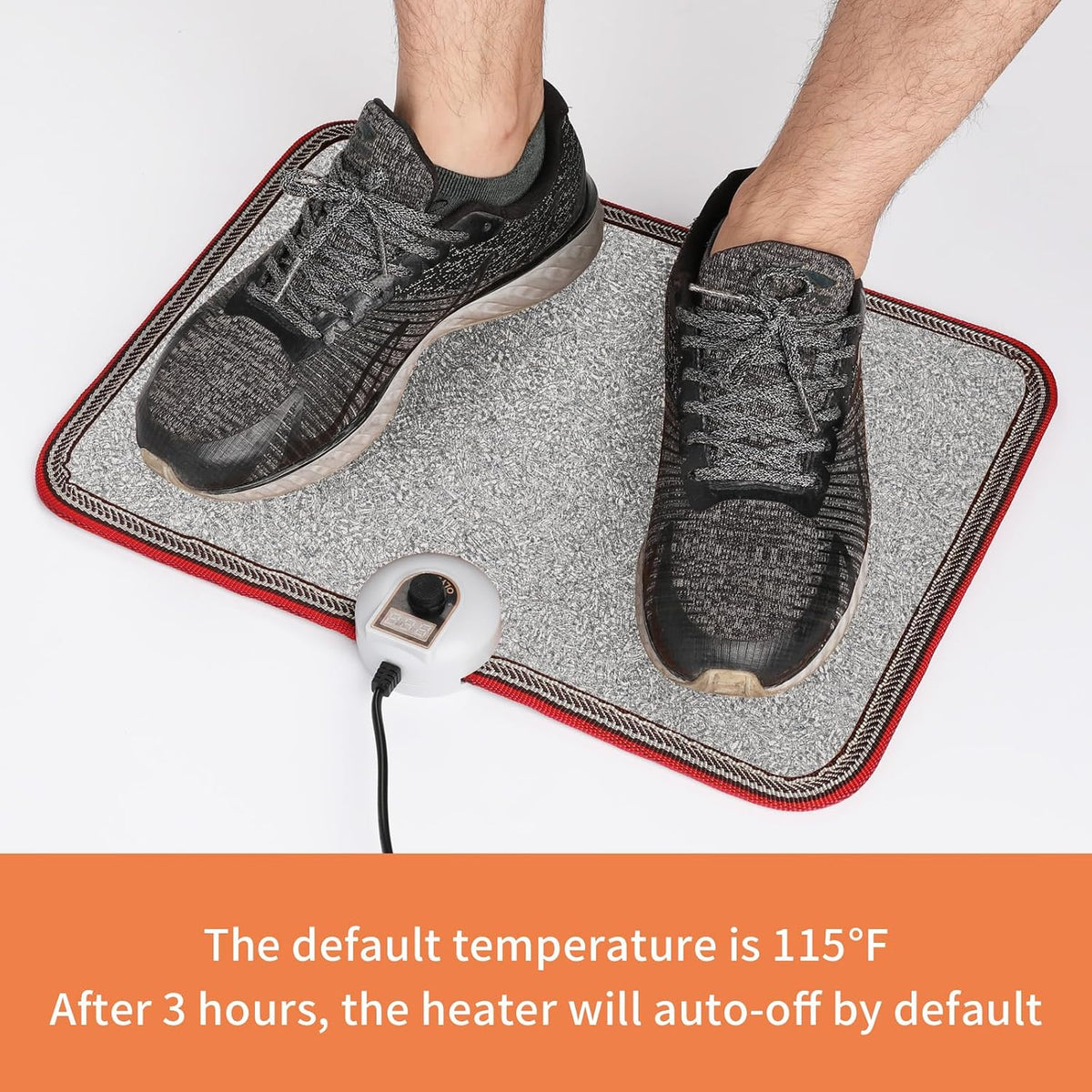 Electric Heated Floor Mats Under Desk, Heated Foot Warmer - 110v Toes Warming Heater for Office and Home(Stone Grain)