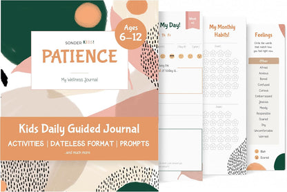Sonder Kids Wellness Gratitude Journal - Kids Journal for Girls and Boys, Hands-On Activities like Crosswords, Coloring and Nature Prompts, Undated, Ages 6-12, 56 pages