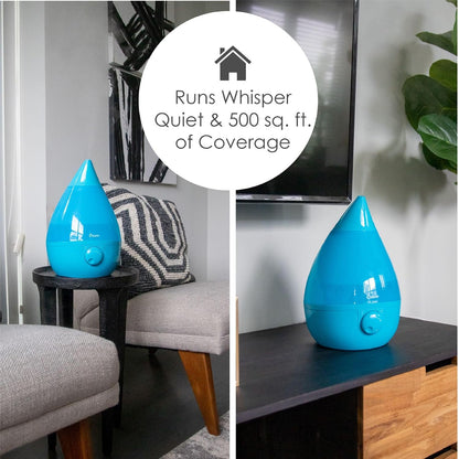 Crane Ultrasonic Cool Mist Humidifier for Bedroom, Baby Nursery, Kids Room, Plants, or Office, Large 1 Gallon Tank, Filter Optional, Blue and White