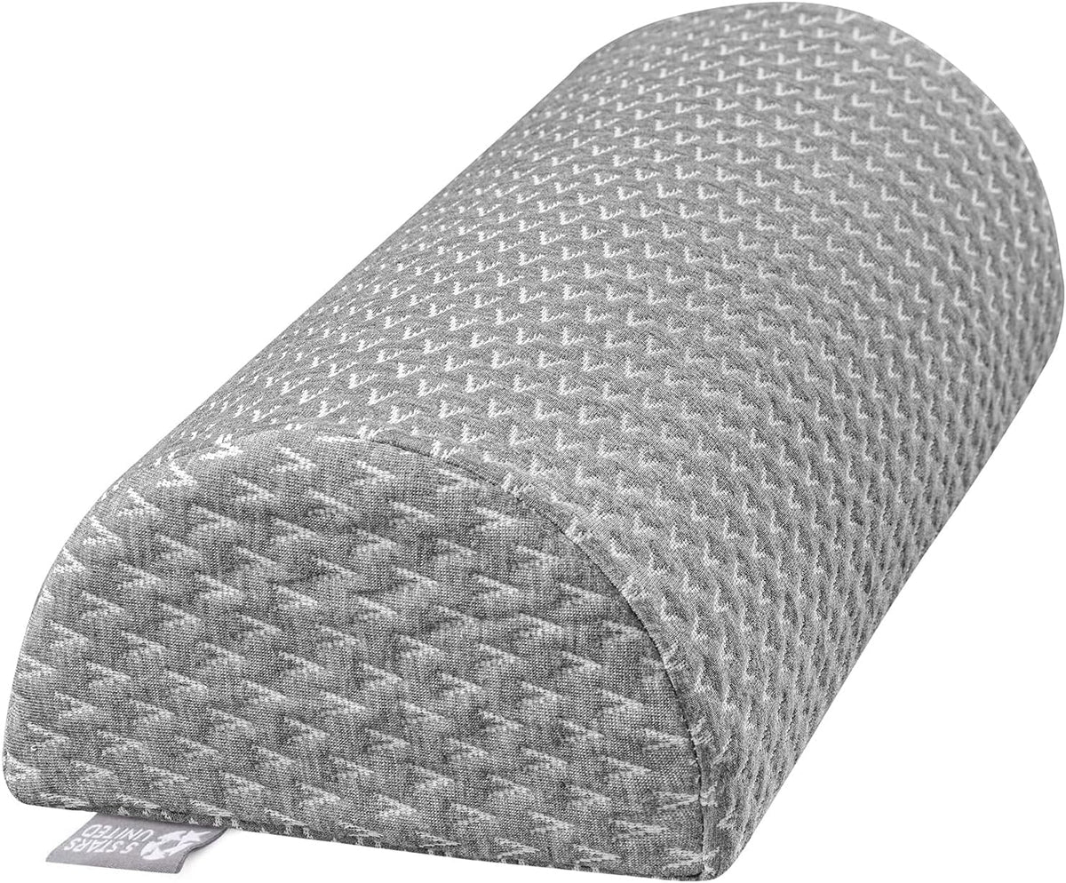 5 STARS UNITED Knee Pillow for Back Sleeping – Half Moon Bolster Pillow for Legs, Under Knee Pillow for Sleeping on Back, Memory Foam Leg Pillow for Back Pain, White