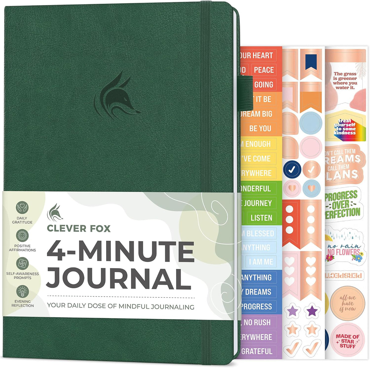 Clever Fox 4 Minute Journal, Guided Daily Habit Tracker Aquamarine