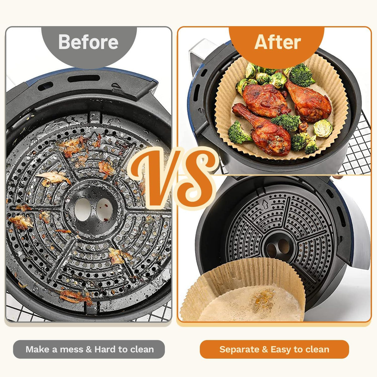 150PCS 6.3inch Small Air Fryer Liners Disposable Round Liner for Air Fryer 2Qt to 5Qt,Unbleached Non-stick Non-leak Airfryer liner Parchment Paper