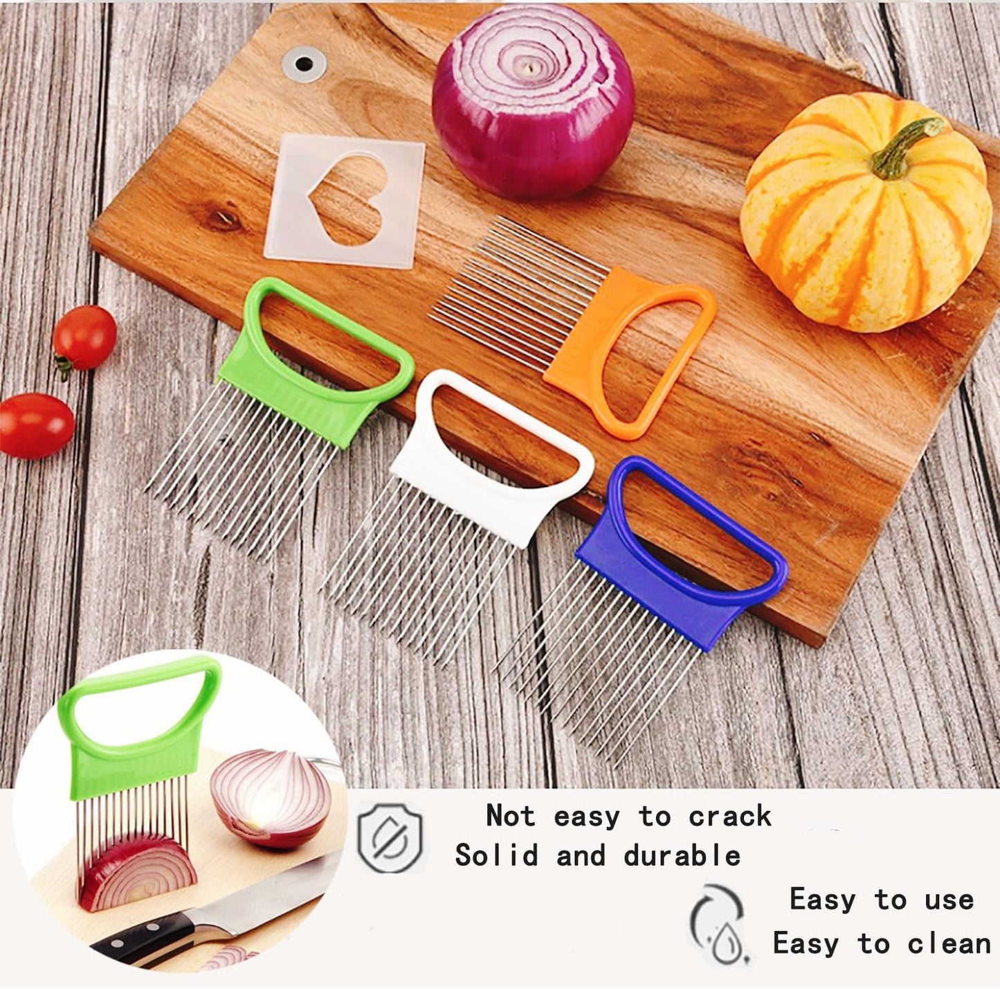 YVPSI 2pcs Onion Slicer Holder Stainless Steel Onion Holder for Slicing | Onion Cutter Lemon Slicer Vegetable Chopper Tomato Potato Onion Slicer Food Slicer Assistant Tool for Fruit Meat